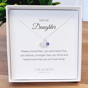 Special Daughter Gift, Infinity Heart Birthstone Necklace 925 Sterling Silver, Personalised Jewellery Gift for Women, Gift for Daughter