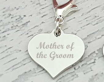 Personalised Engraved Mother of the Bride / Groom Charm with a Lobster Clasp