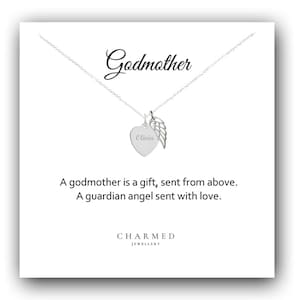 Personalized Godmother Gift: Engraved Sterling Silver Heart Necklace