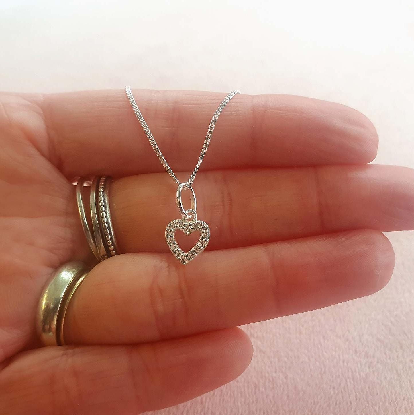 Collana Magica Con Ciondolo Cuore E Corona In Argento 925 E Zirconia - Per Ragazze, Figlia, Nipote - 45 Cm