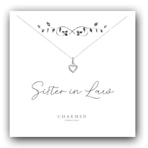 Sister in Law Gift: CZ Heart 925 Sterling Silver Necklace