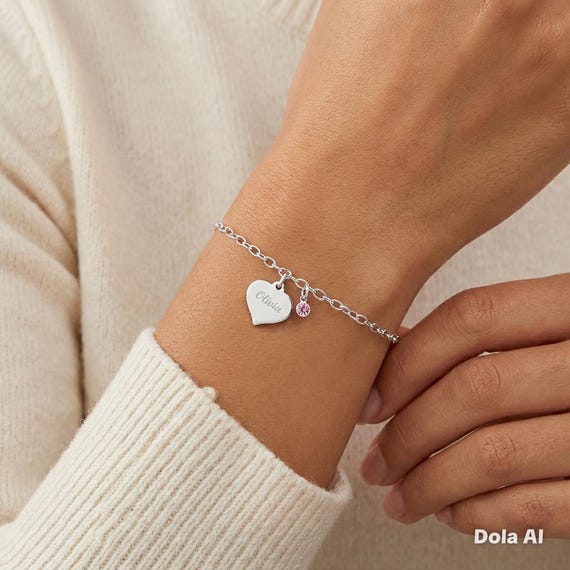 Bracciale Gatto In Argento 925 Con Ciondolo Gatto E Cuore Di Cristallo Blu - Regalo Perfetto Per Amanti Dei Gatti