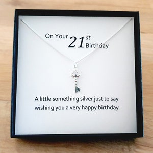 21. Geburtstag Schlüsselkette 925 Sterling Silber, Personalisierter Schmuck Geburtstag für Geschenk Frauen