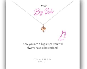 Rose Gold Heart Necklace: Sterling Silver Big Sister Gift
