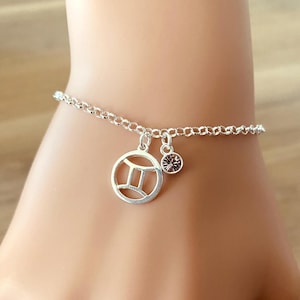 Bransoletka zodiakalna z opcjonalnym kryształem Swarovskiego Birthstone ze srebra próby 925, prezenty dla niej, spersonalizowana biżuteria prezentowa dla kobiet