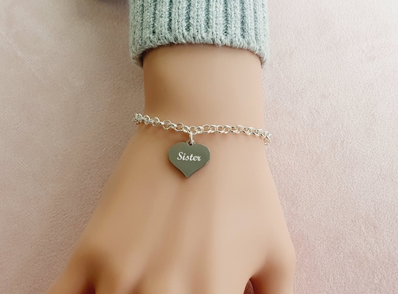 Engraved Heart Charm Personalised Bracelet | Jewels 4 Girls
