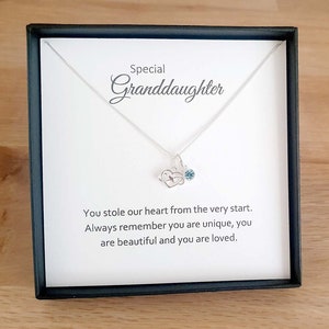 Granddaughter Gift Infinity Heart Birthstone Necklace 925 Sterling Silver, Personalised Gift for Women & Girls, Gift for Granddaughter