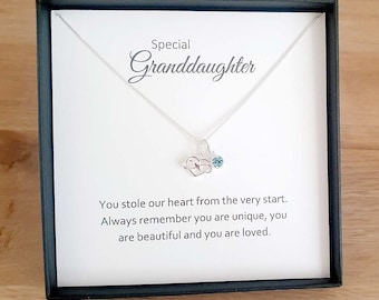 Granddaughter Gift Infinity Heart Birthstone Necklace 925 Sterling Silver, Personalised Gift for Women & Girls, Gift for Granddaughter