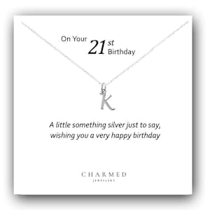 21st Birthday Script Initial Letter Necklace 925 Sterling Silver, Personalised Birthday Gift, 21st Birthday Gift, Necklace for Women