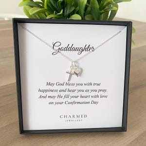 Sterling Silber Kreuz & Herz Halskette: Patenkind Konfirmationsgeschenk