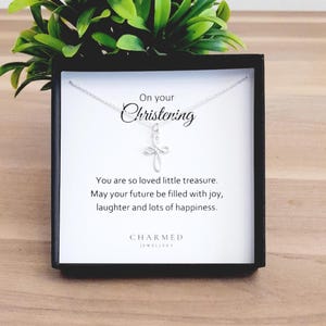 Sterling Silver Eternity Cross Necklace: Christening Gift for Girls