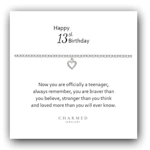 13th Birthday Gift: Sterling Silver CZ Heart Bracelet for Teen Girls