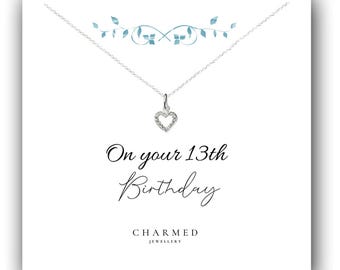 CZ Herz Kette: Sterling Silber 13.Geburtstag Geschenk