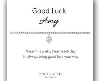 Sterling Silver Puffy Heart Bracelet: Good Luck Gift