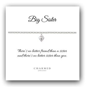 Big Sister Gift Heart Bracelet Sterling Silver 925, Personalised Gift, Gift for Big Sister, Bracelet for Girls, Bracelet for Women