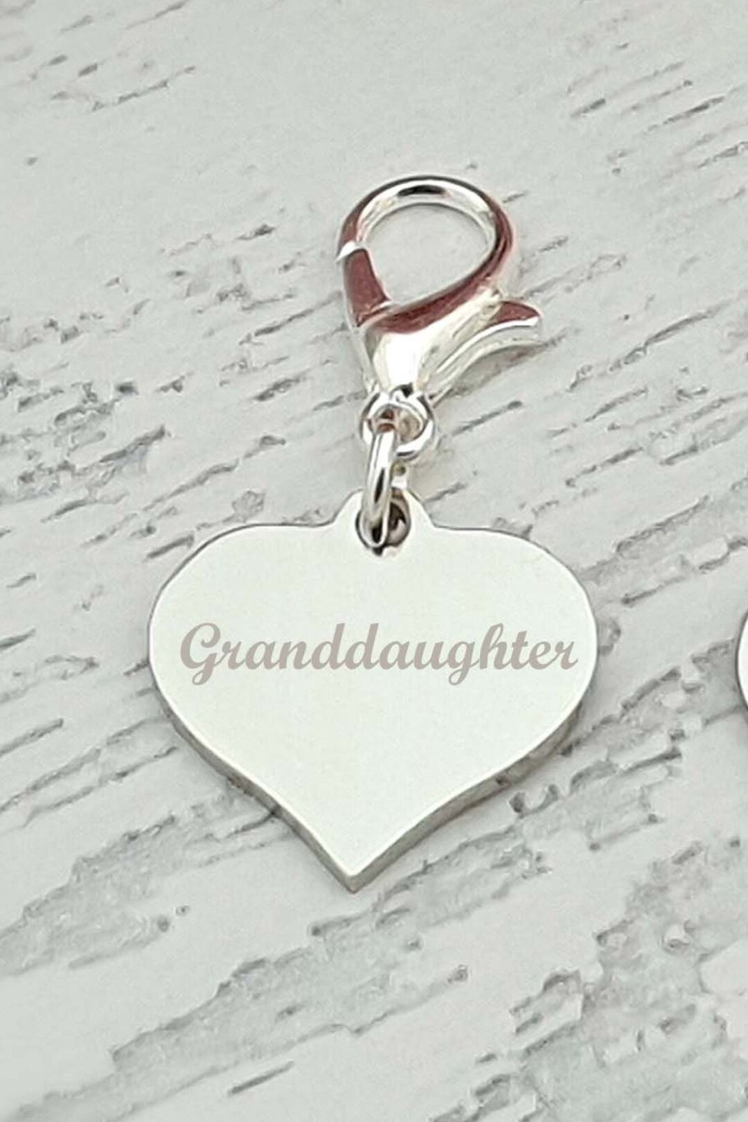 Granddaughter Gift, Personalised Engraved Charm With a Lobster Clasp