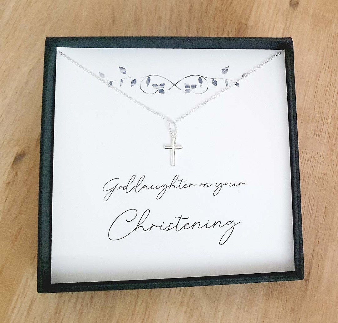 Goddaughter Christening Gift Cross Necklace 925 Sterling Silver
