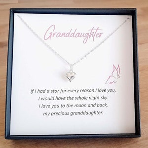 Granddaughter Gift, Puffy Heart Necklace 925 Sterling Silver, Personalised Jewellery Gift for Girl's, Gift for Granddaughter, Birthday Gift