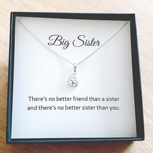 Sterling Silver Big Sister Heart Necklace: Personalized Sister Gift