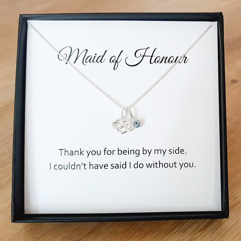 thumbnail image 2 of Maid Of Honor Thank You Necklace Custom Thank You Maid Of Honor Jewelry Personalized Maid Of Honor Thank You Gifts For Being My Maid Of Moh 2 of 10