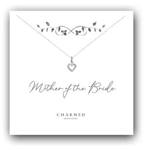 CZ Heart Necklace: Sterling Silver Mother of the Bride Gift