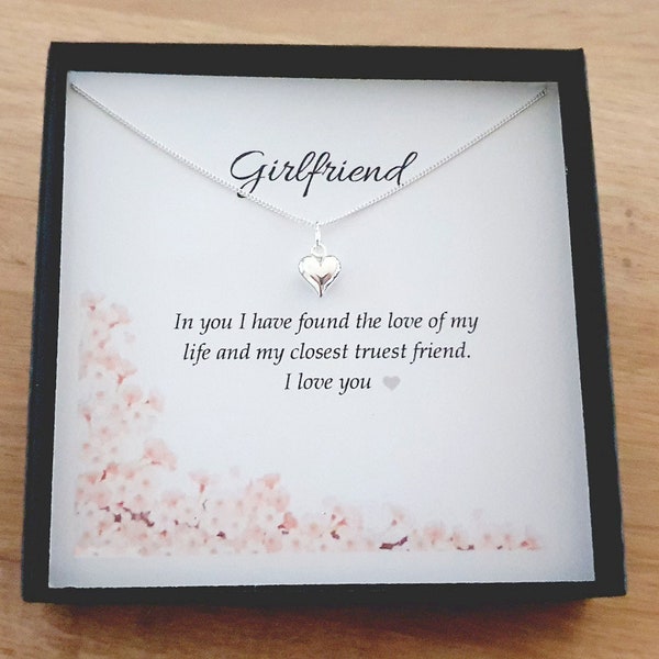 Girlfriend Gift, Puffy Heart Necklace 925 Sterling Silver, Personalised Jewellery Gift, Gifts for Her, Gifts for Women, Gift for Girlfriend
