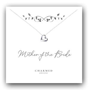 Mother of the Bride Gift Ribbon Heart Necklace 925 Sterling Silver, Wedding Gift for Women, Gift for Mother of the Bride