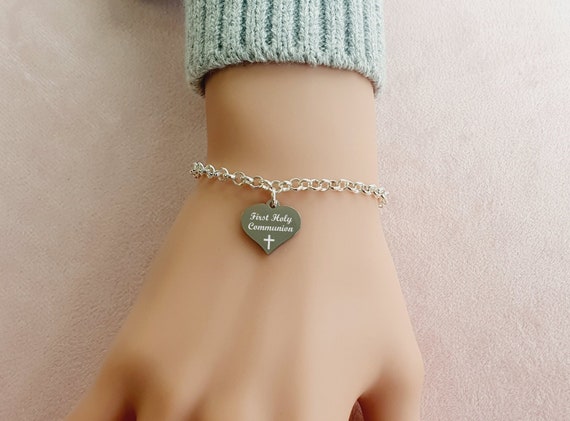 Girls First Holy Communion Bracelet, Personalised With Any Engraving. - Etsy