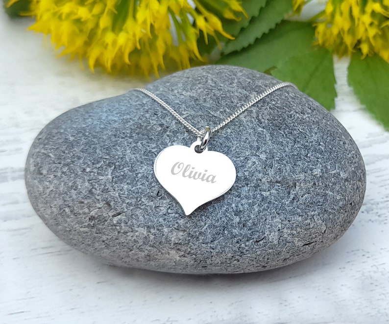 Just For You Grandma  Nana Personalised Engraved 925 Sterling Silver Necklace with Engraved Stainless Steel Heart Pendant