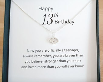 13. Geburtstag Infinity Herz Halskette 925 Sterling Silber, personalisiertes Geschenk für Teenager