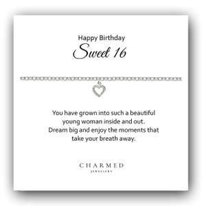 CZ Herz Sterling Silber Armband: Sweet 16 Geschenk