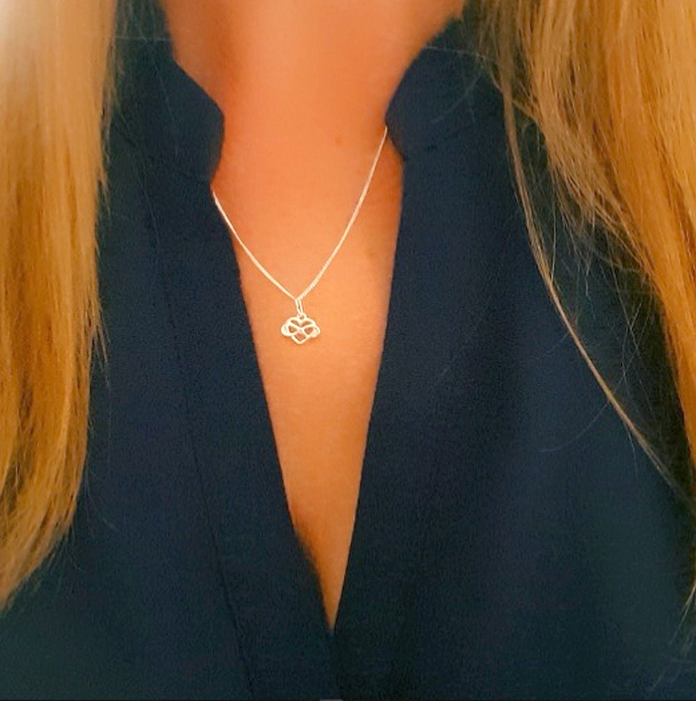 Collana ciondolo Infinito in oro giallo e argento con zirconi