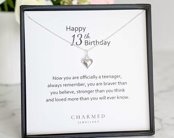 Sterling Silver Puffy Heart Necklace - 13th Birthday Gift