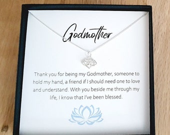 Godmother Infinity Heart Necklace 925 Sterling Silver, Personalised Jewellery Gift for Women