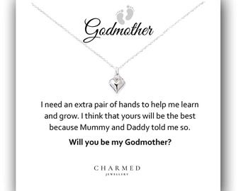 Sterling Silver Puffy Heart Necklace: Godmother Gift