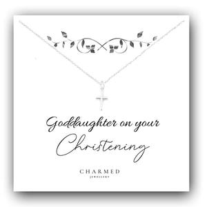 Sterling Silver Cross Necklace: Goddaughter Christening Gift