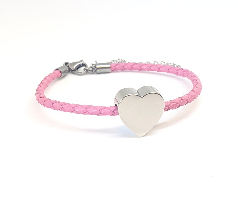 SanaBelle\u2122 Personalised Engraved Name Pink Leather /& Stainless Steel Bracelet Women/'s Girl/'s