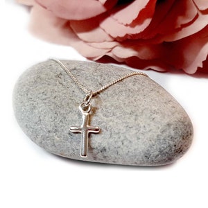 First Holy Communion Cross Stud Earrings & Necklace Gift Set 925 Sterling Silver, Personalised Jewellery Gift Set for Girl's image 2