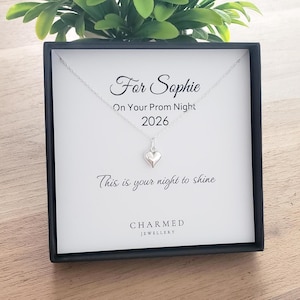 Sterling Silber Puffy Herz Halskette | Personalisierte Abschlussball Geschenk