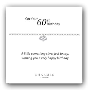 60th Birthday Gift: Sterling Silver Infinity Heart Bracelet