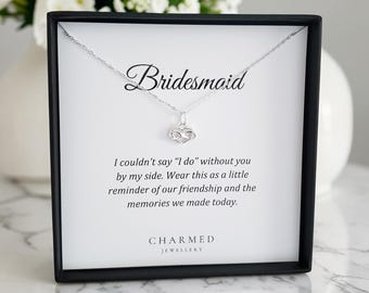 Geschenk für die Brautjungfer | Unendlichkeitsherz-Halskette aus 925er Sterlingsilber | Erinnerungsstück zur Hochzeit | Brautparty