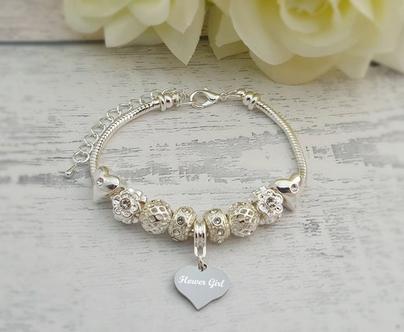 Sanabelle ™ es una chica corazón personalizado encanto grano ajuste europeo pulsera con dijes
