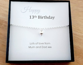 13th Birthday Gift, Puffy Heart Bracelet 925 Sterling Silver, Personalised Jewellery Gift for Teen Girl's, Gift for Official Teenager