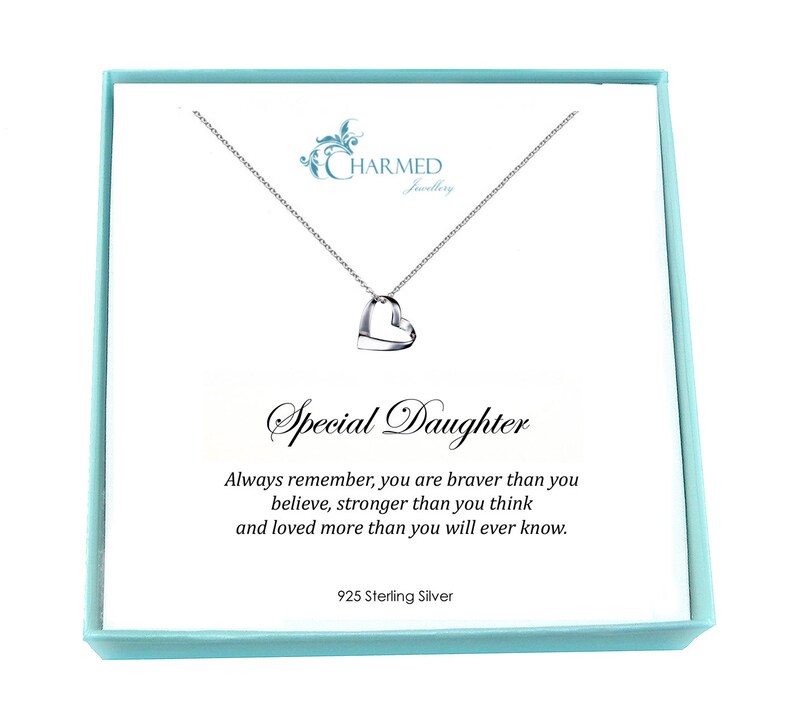 Personalised Message SanaBelle\u2122 Special Daughter Granddaughter 925 Sterling Silver Open Ribbon Heart Necklace