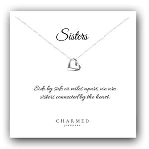 Sister Gift, Ribbon Heart Necklace 925 Sterling Silver, Personalised Sister Gift, Gift for Sisters, Sister Necklace, Sister Jewellery