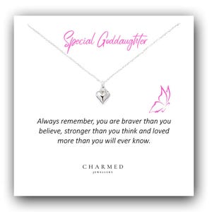 Sterling Silver Puffy Heart Necklace: Goddaughter Gift