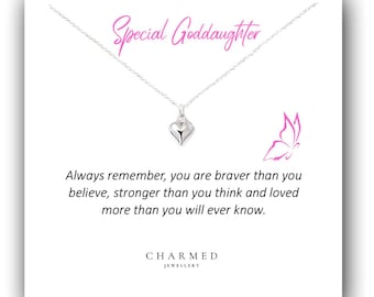 Sterling Silver Puffy Heart Necklace: Goddaughter Gift