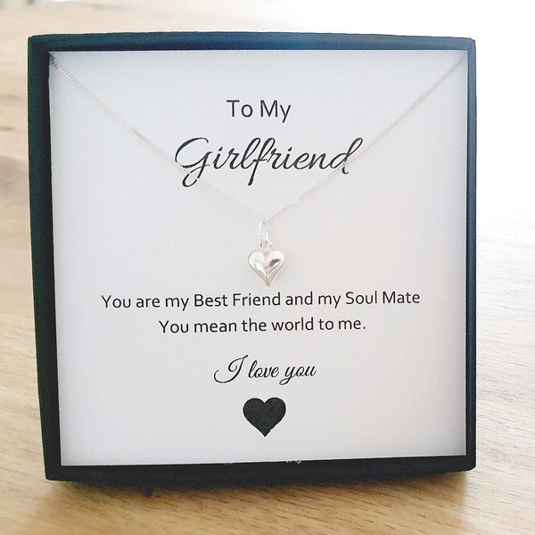 Girlfriend Gift, Puffy Heart Necklace 925 Sterling Silver, Personalised Jewellery Gift, Gifts for Her, Gift for Girlfriend, Gifts for Women