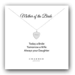 Engraved Heart Necklace: Sterling Silver Mother of Bride Gift
