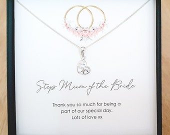 Step Mum of the Bride Fancy Heart Collier 925 Sterling Silver, Cadeau de mariage personnalisé pour femmes